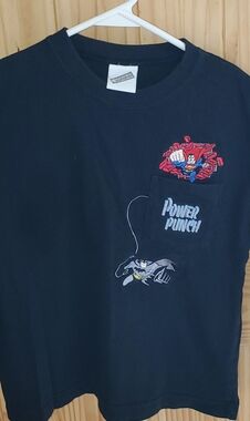 Vintage Warner Bros Embroidered Shirt Boy Girl Superman Batman Power Punch